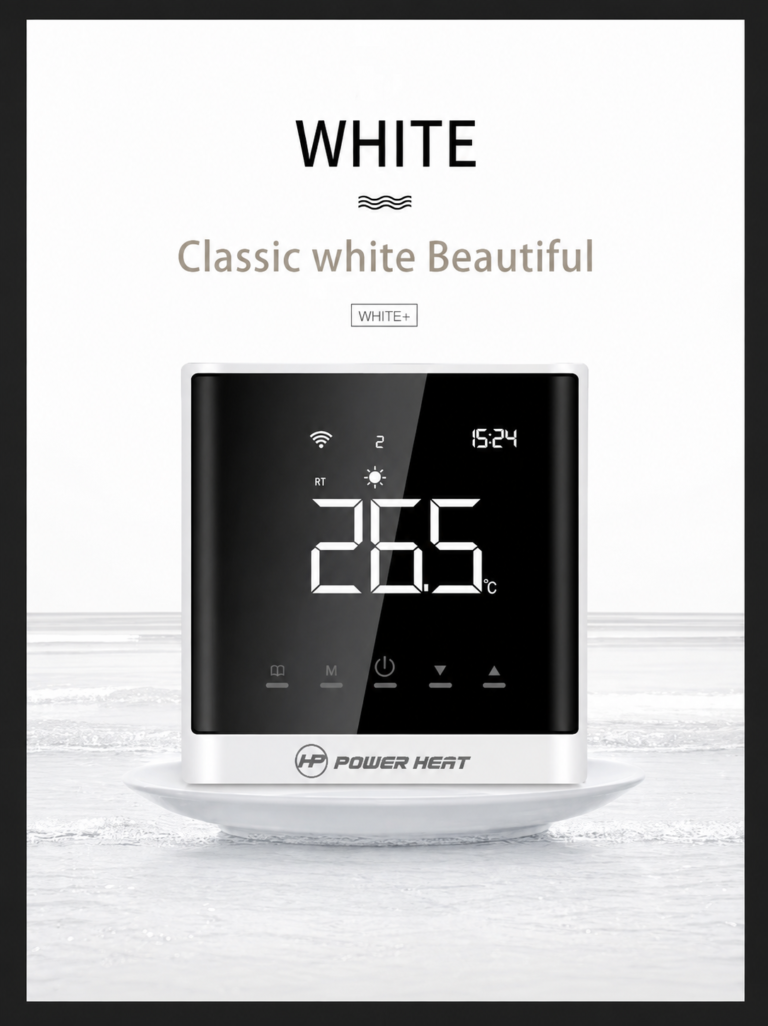 Стаен термостат<BR>POWER HEAT AE-668S <BR>Smart WiFi White<BR>ЦЕНА – 60€