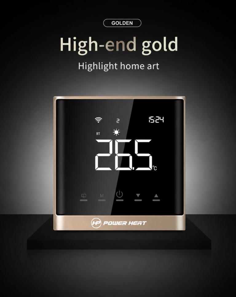 Стаен термостат<BR>POWER HEAT AE-668S <BR>Smart WiFi Gold<BR>ЦЕНА – 60€