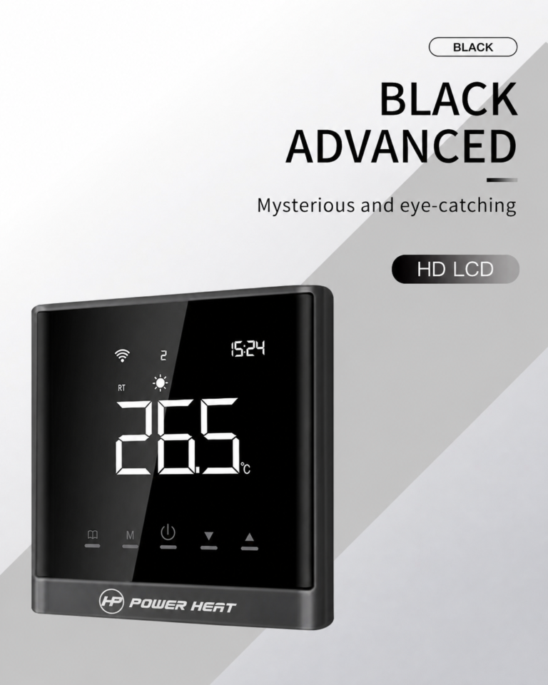 Стаен термостат<BR>POWER HEAT AE-668S <BR>Smart WiFi Black<BR>ЦЕНА – 60€